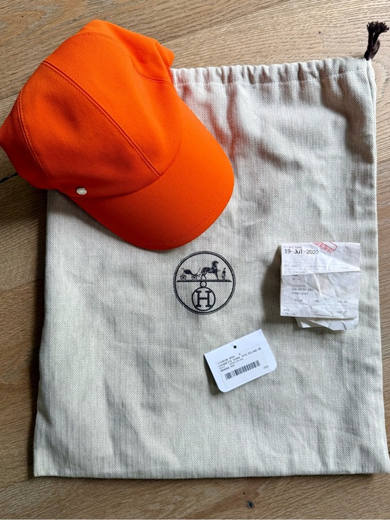 Hermes Orange Baseball Cap, Like New main image 7